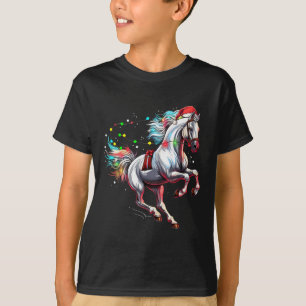 Camiseta Vestido de Natal do Cavalo do Papai Noel