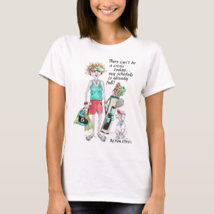 Camiseta Vestido por golfe, preocupado com uma crise