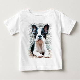 Camiseta Vestido sem mangas do bebê do buldogue francês