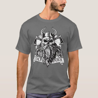 Camiseta Vestígios de crânio com barba e punk folclórico