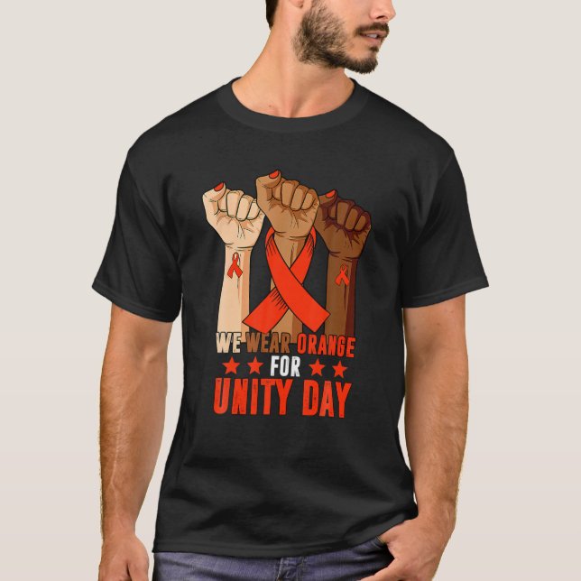 Camiseta Vestimos Laranja Para O Dia Da Unidade (Frente)