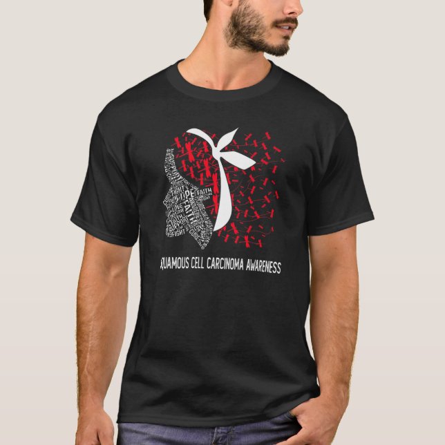 Camiseta Vestimos Vermelho E Branco Para Carcinoma Celular  (Frente)