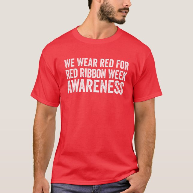 Camiseta Vestimos Vermelho Para A Semana Vermelha Da Fita (Frente)