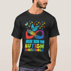 Camiseta Vestir Azul Para Borboleta De Consciência Autismo