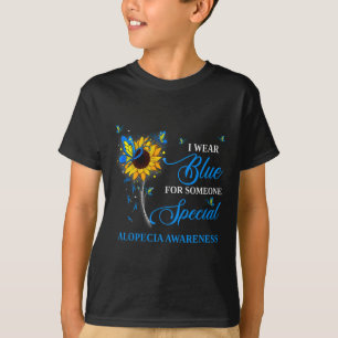 Camiseta Vestir Azul Para Consciência Da Alopecia Girassol 