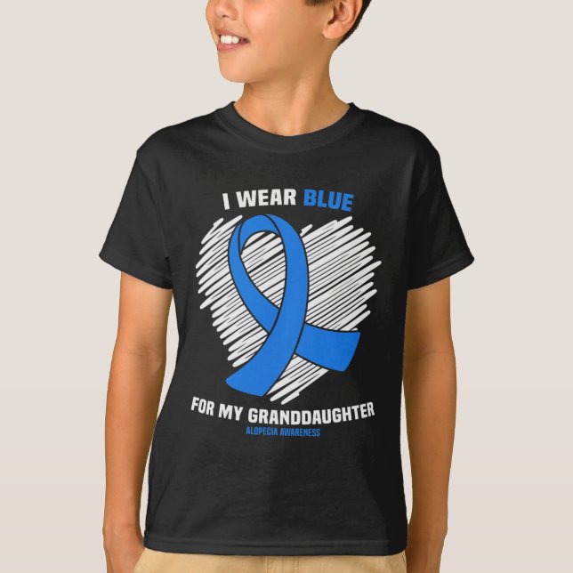 Camiseta Vestir Azul Para Minha Neta Alopecia Sensibilizaçã (Frente)