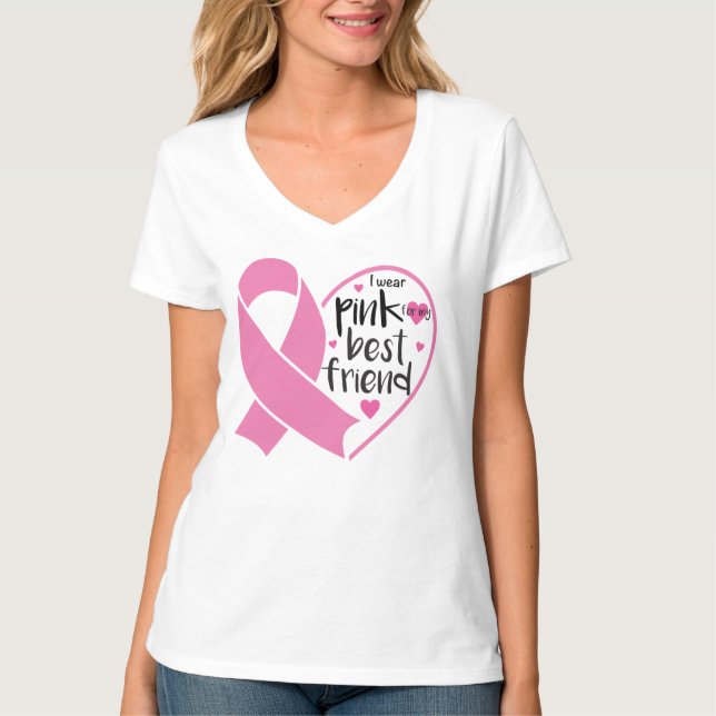 Camiseta Vestir Cancer da Mama Amigo do Guerreiro de Fita R (Frente)