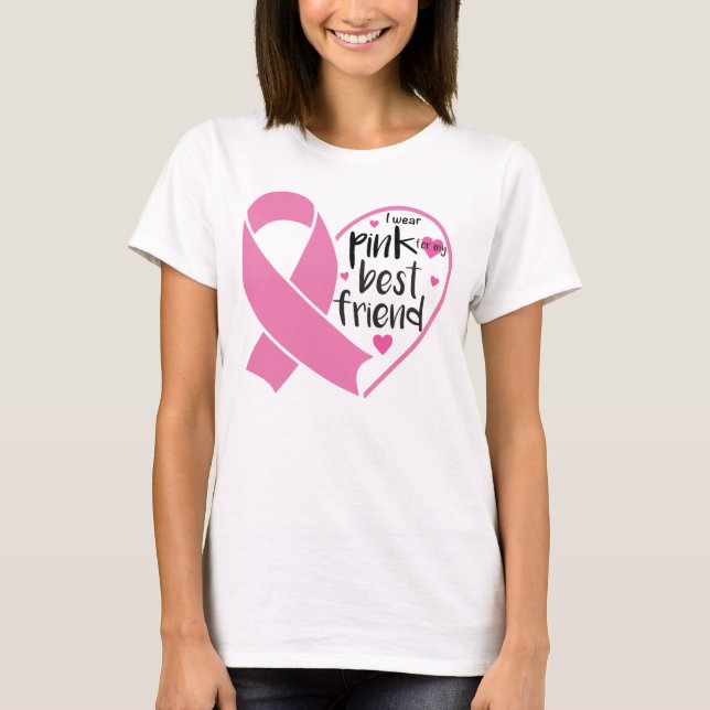 Camiseta Vestir Fita Rosa para o Guerreiro do Cancer da Mam (Frente)
