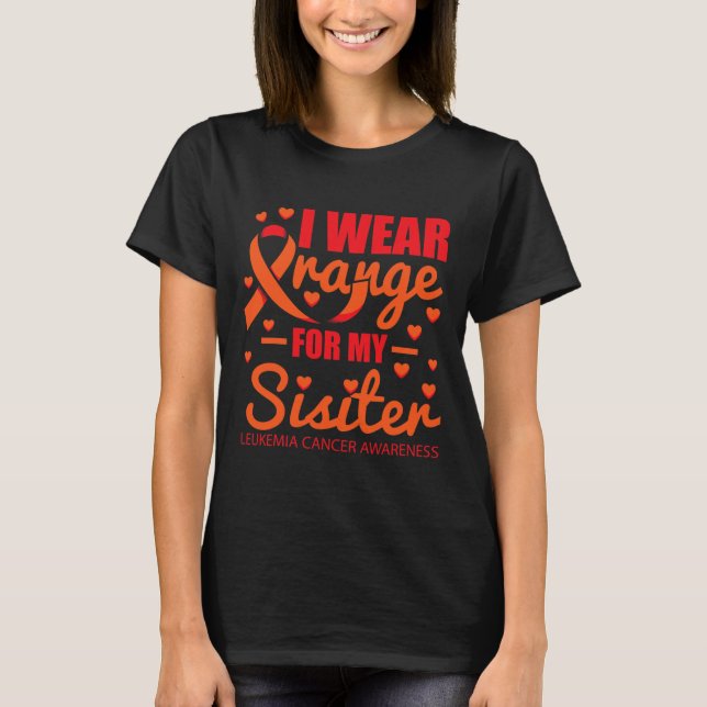 Camiseta Vestir Laranja Para Leucemia Irmã (Frente)