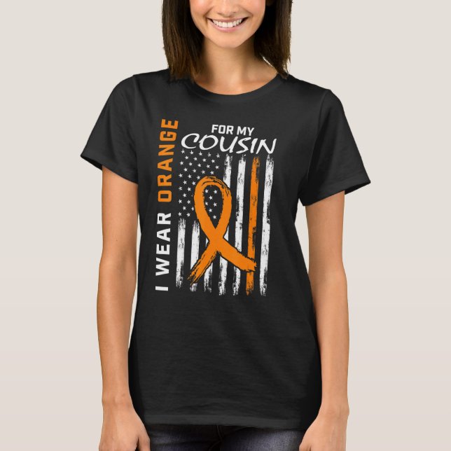 Camiseta Vestir Laranja Para Meu Primo Com Esclerose Múltip (Frente)