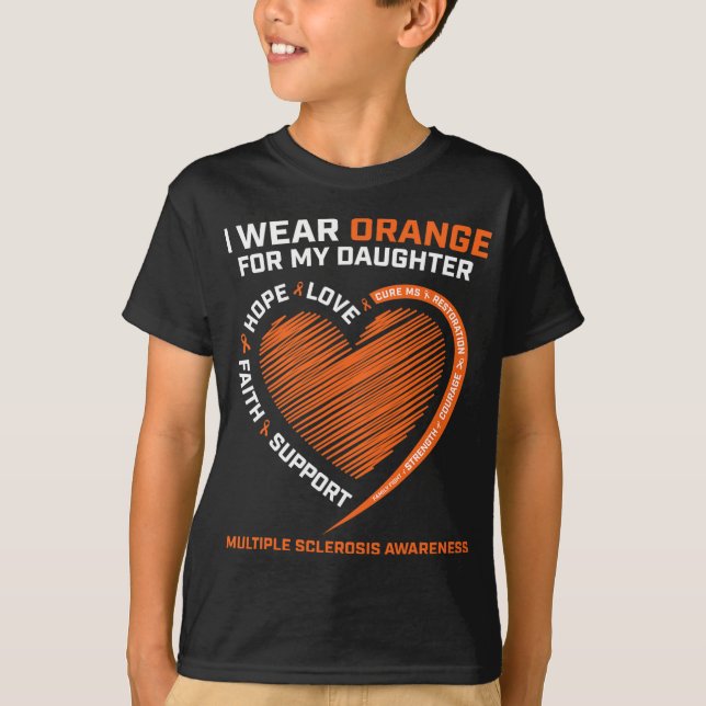 Camiseta Vestir Laranja Para Minha Filha Esclerose Múltipla (Frente)