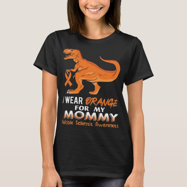 Camiseta Vestir Laranja Para Minha Mamãe Dinossauro Múltipl (Frente)