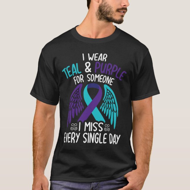 Camiseta Vestir O Teal &amp; Roxo Para Alguém Que Sinto Fal (Frente)
