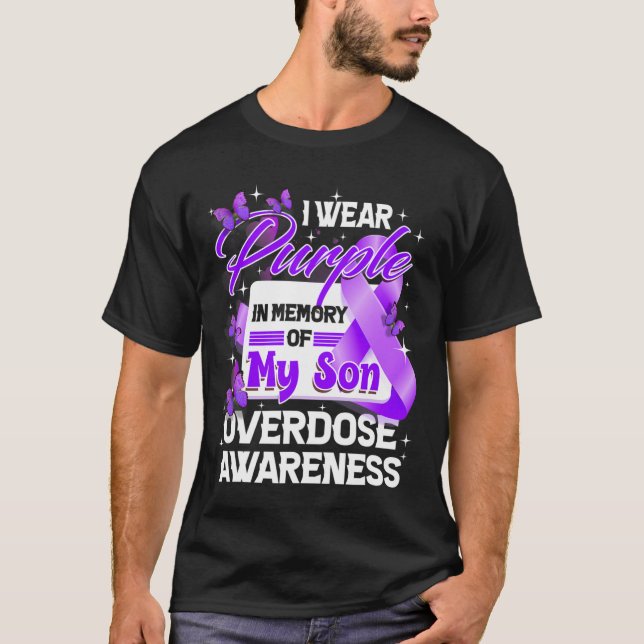 Camiseta Vestir Roxo Em Memória Da Consciência Da Sobredosa (Frente)