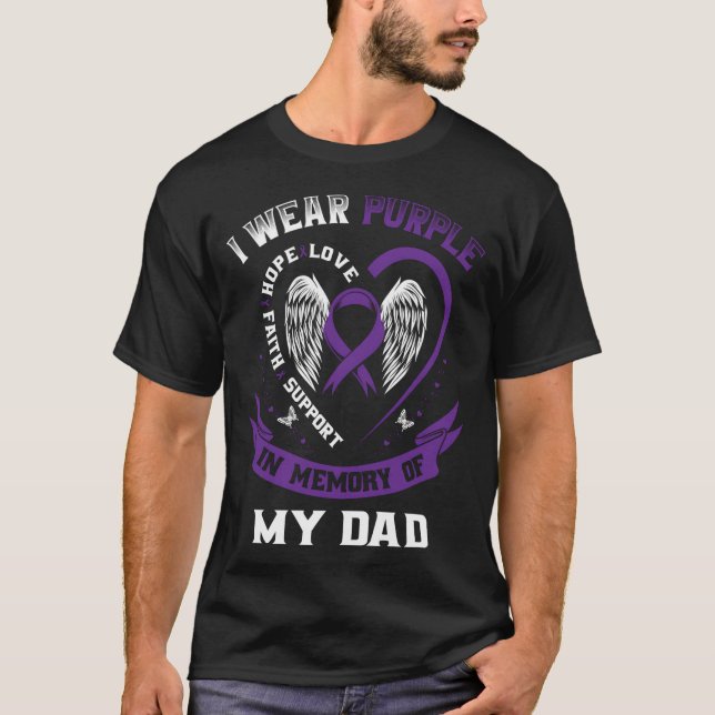 Camiseta Vestir Roxo Em Memória Do Meu Câncer de pâncreas P (Frente)