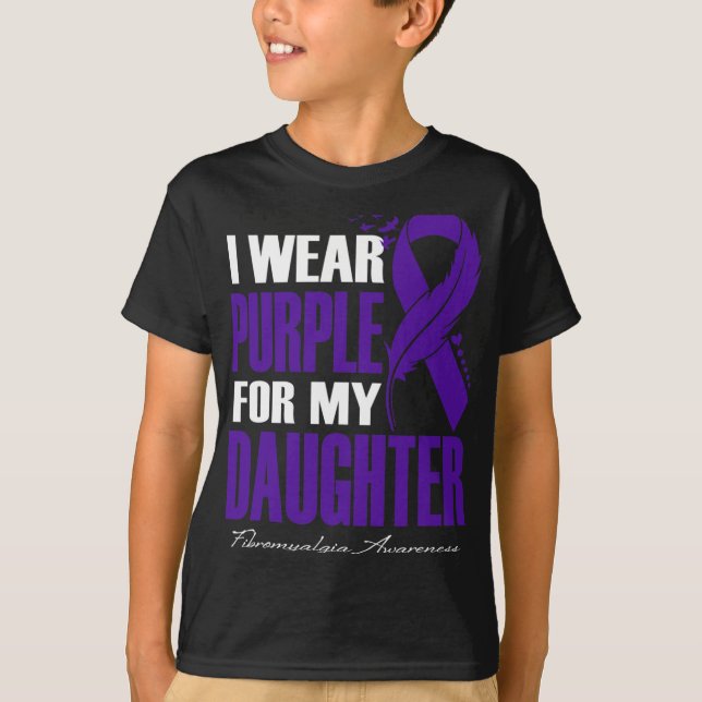 Camiseta Vestir Roxo Para Minha Filha Fibromialgia Sensibil (Frente)