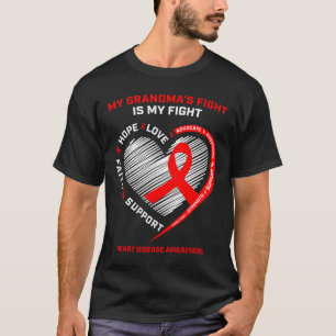 Camiseta Vestuário Apoio à Vovó Doença do Coração Vermelho