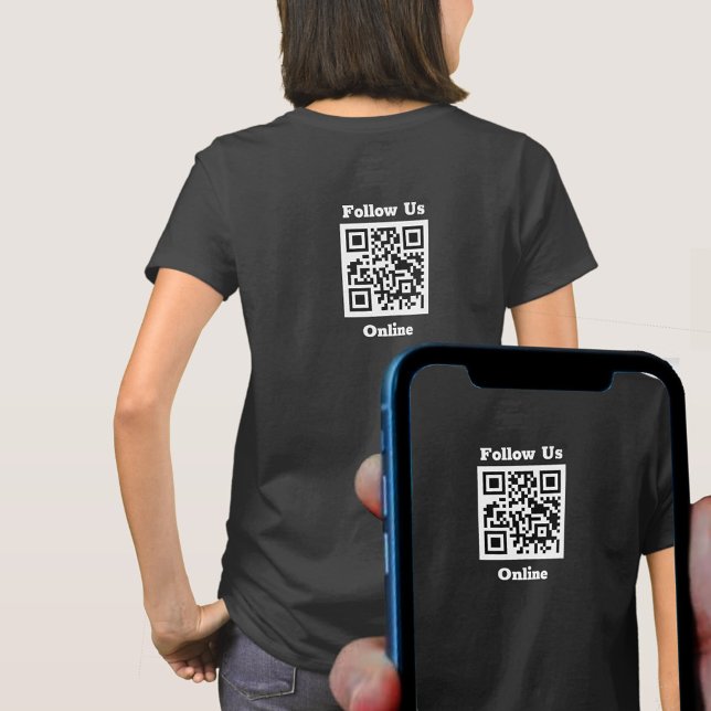 Camiseta Vestuário da Equipe. Siga-nos Online. Código QR em (Criador carregado)