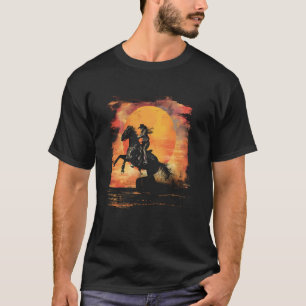 Camiseta Vestuário de Fazenda Sunset Amante de Cavalo Femin