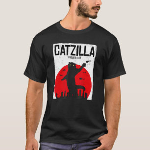 Camiseta Vestuário de Gatinho Felino Gato Catzila Japão Fil