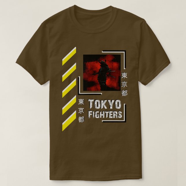 Camiseta Vestuário do estilo Tóquio Samurai, guerreiro do J (Frente do Design)