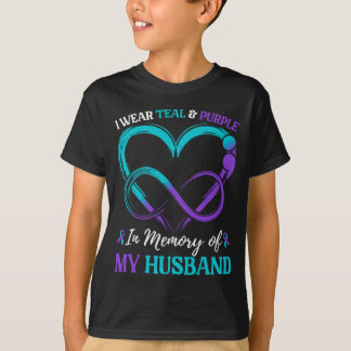 Camiseta Vestuário Masculino Azul Turquesa Roxo Em Memória