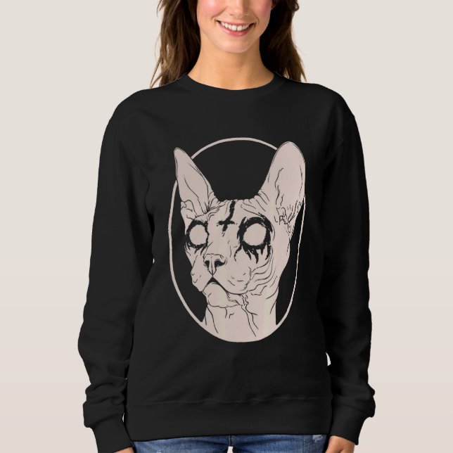 Camiseta Vestuário Satânico De Gato Esfinge De Metal Mortal (Frente)