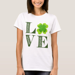 Camiseta Vestuário Verde Irlandês Shamrock Celular Knot LOV