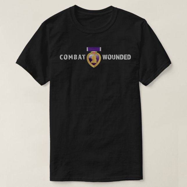 Camiseta Vet Militar Ferido de Combate Cardíaco Roxo (Frente do Design)