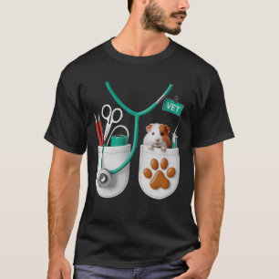 Camiseta VET Porquinho-da-índia Fofo Veterinário Animal de