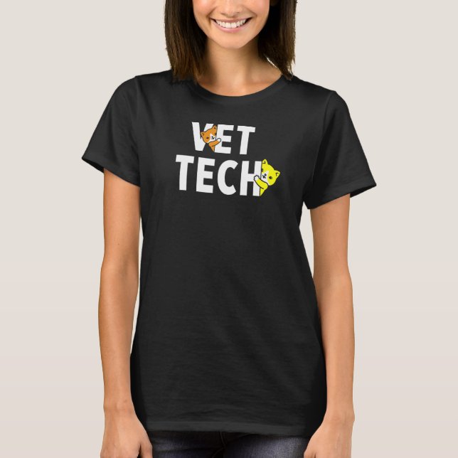 Camiseta Vet Tech Cat Kitten Veterinarian Techni (Frente)