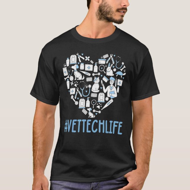 Camiseta Vet Tech Life Veterinary Technicent Student Paw Pr (Frente)