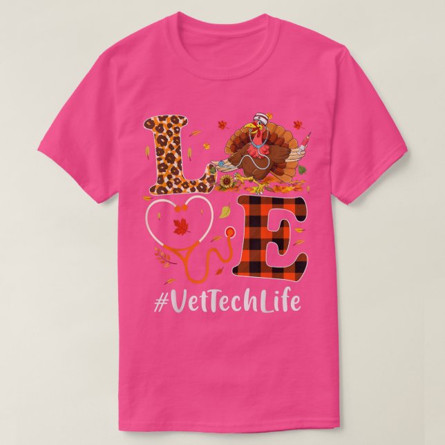 Camiseta Vet Tech Love Ação de Graças Leopard Stethoscope (Frente do Design)