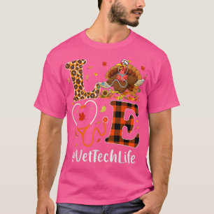 Camiseta Vet Tech Love Ação de Graças Leopard Stethoscope