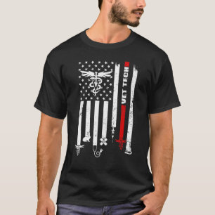 Camiseta Vet Tech Usa Flag Pets Veterinarian Technician
