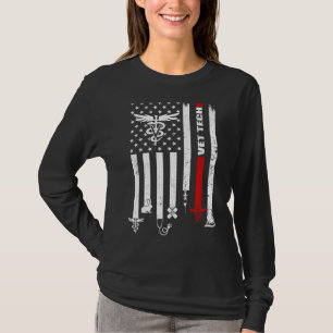 Camiseta Vet Tech Usa Flag Pets Veterinarian Technician