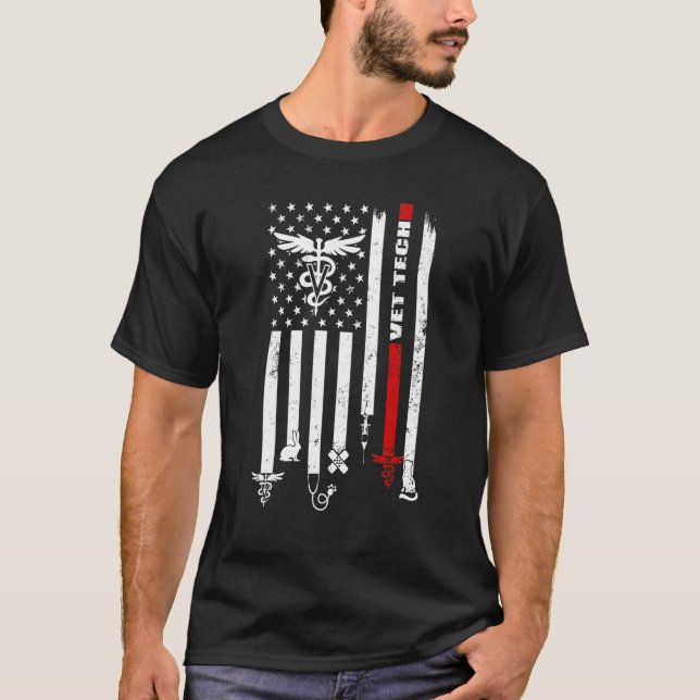 Camiseta Vet Tech Veterinary Technician American Flag Paw P (Frente)