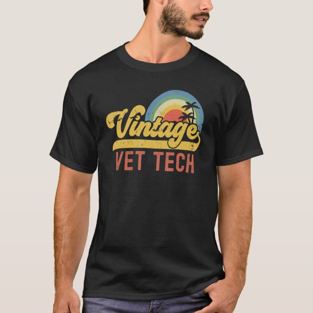 Camiseta Vet Tech Vintage Sunset Profissão Retron Cargo (Frente)