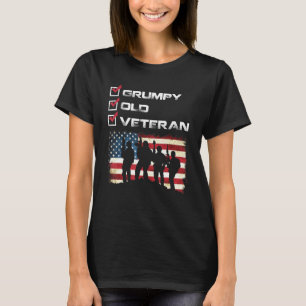 Camiseta Vete Militar Americano Patriótico e Velho Veterano