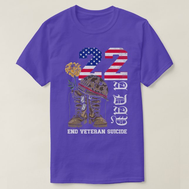 Camiseta Veteran 22 A Day Take Their Lives End Veteran Suic (Frente do Design)