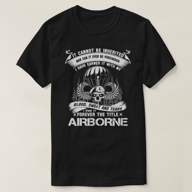 Camiseta Veteran airborne infanttry mãe salto aéreo  (Frente do Design)
