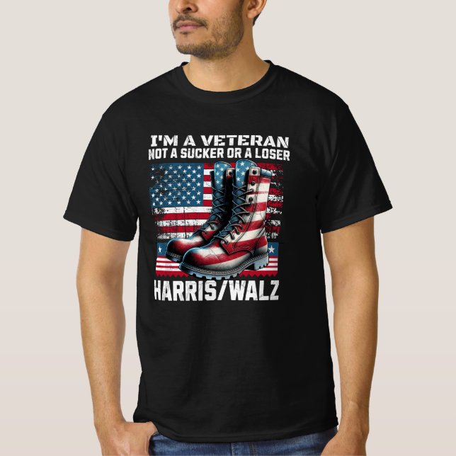 Camiseta Veteran For Harris Walz Eleição 2024 (Frente)