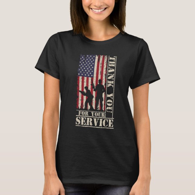 Camiseta Veteran Thank You For Your Service US Flag Veteran (Frente)