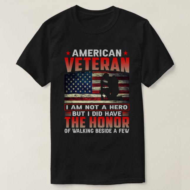 Camiseta Veterano Americano A Honra 38 (Frente do Design)