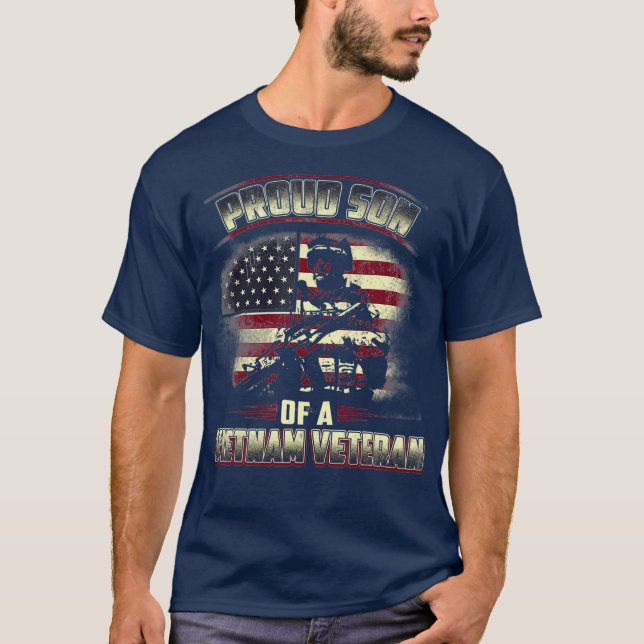 Camiseta Veterano Americano Orgulhoso Filho De Um Veterano  (Frente)