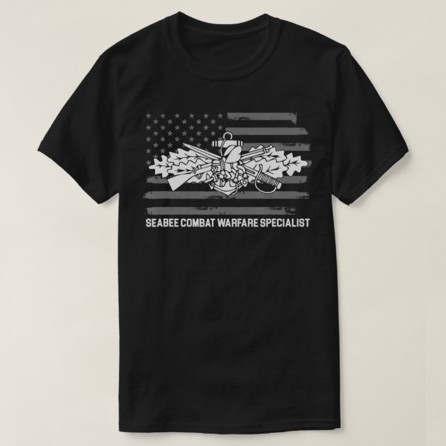 Camiseta Veterano da Guerra do Seabee Combat (Frente do Design)