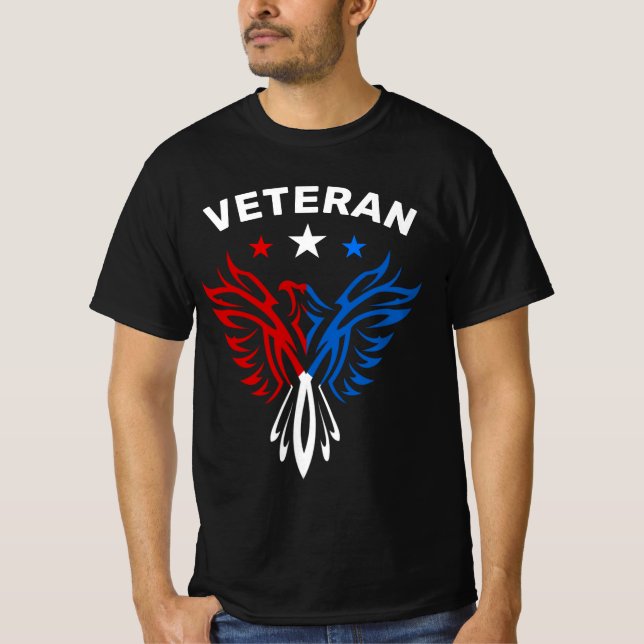 Camiseta Veterano de águia-branca-vermelha e azul (Frente)