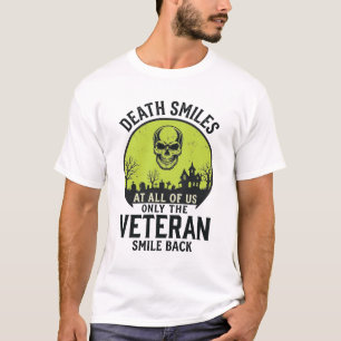 Camiseta Veterano Dia das Bruxas Morte Sorri Divertido Crân