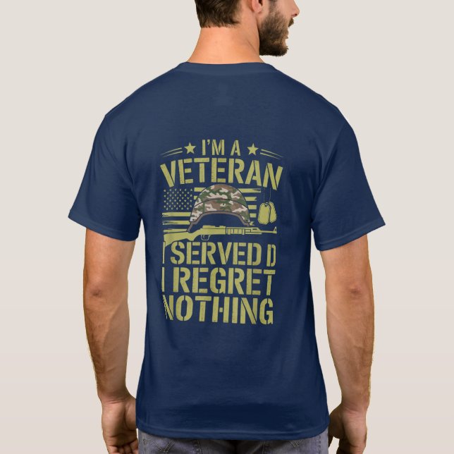 Camiseta Veterano do Exército dos Estados Unidos Eu Servi D (Verso)