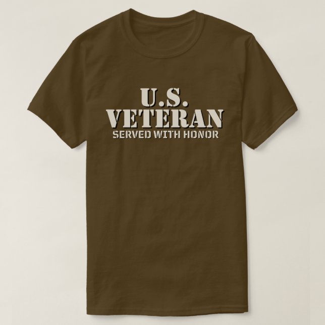 Camiseta Veterano dos EUA Serviu com Honra (Frente do Design)